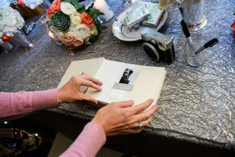 Wedding album hands