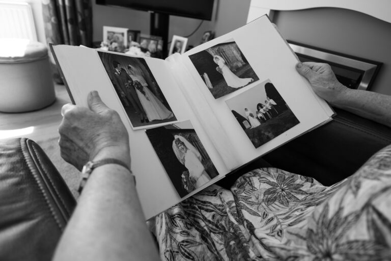 Wedding album hands