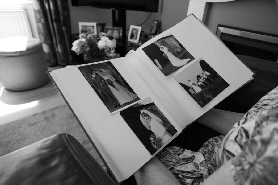 Wedding album hands