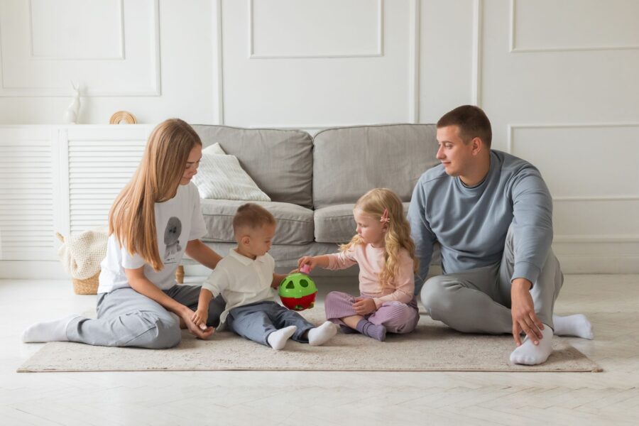 Parents children playing