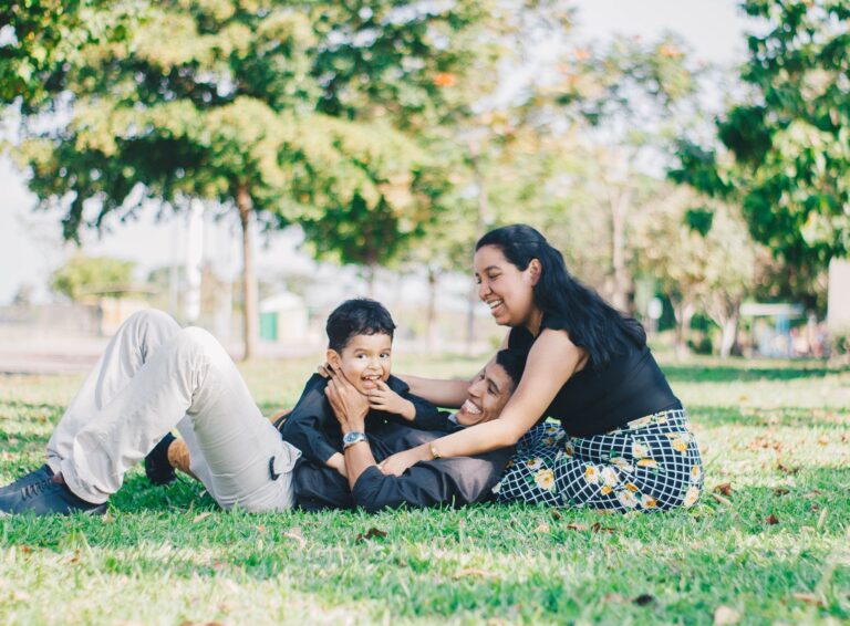 Family playing outside