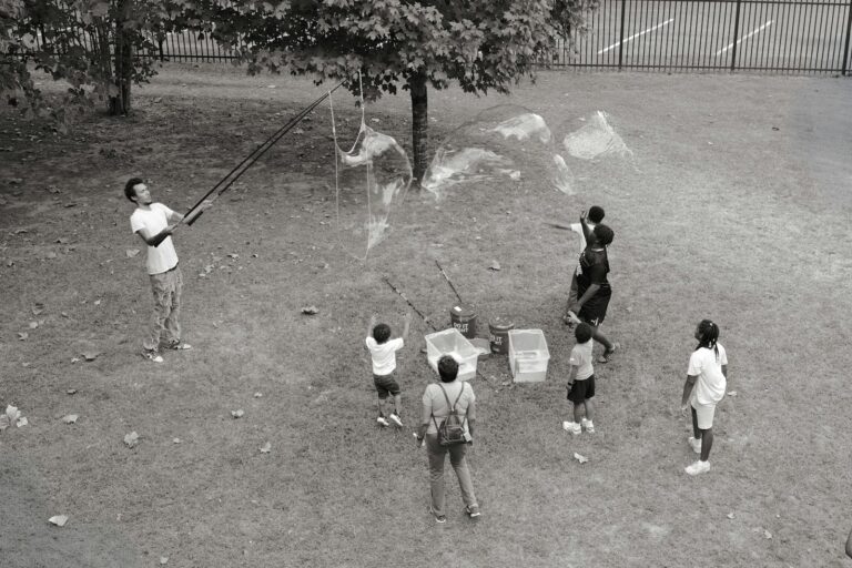 Family playing outside