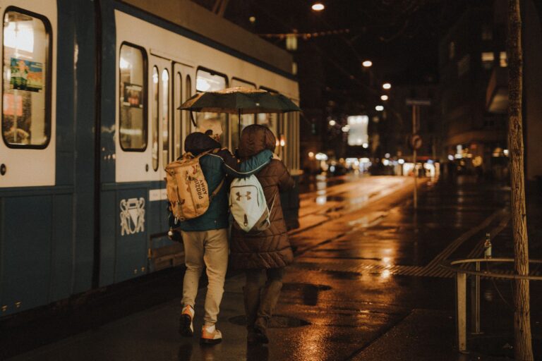 Lisbon street rain