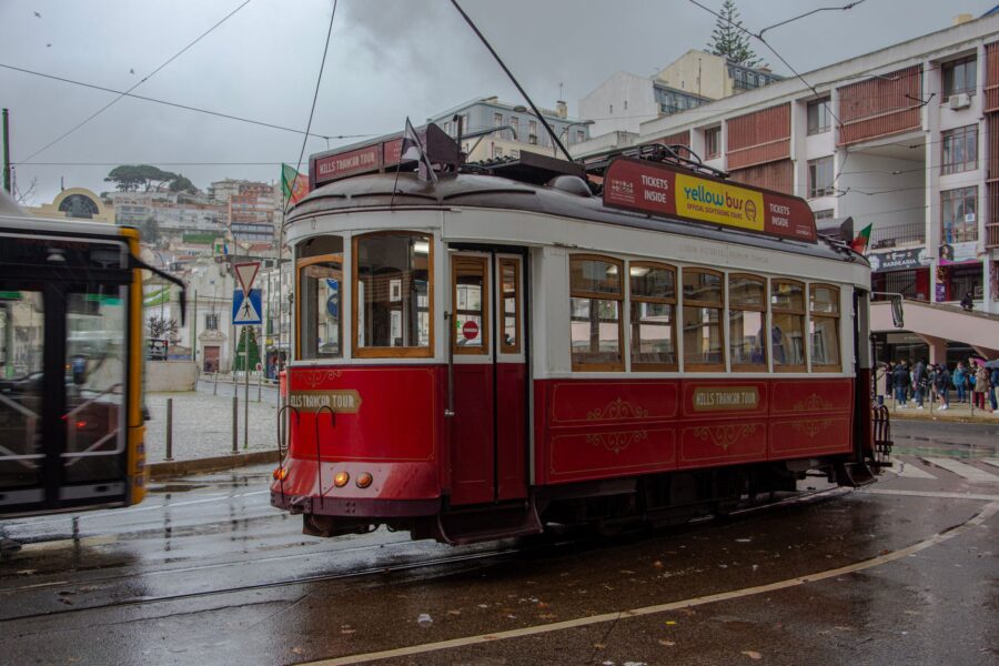 Lisbon street rain