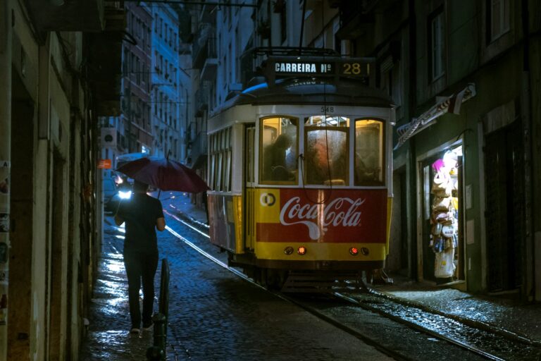Lisbon street rain