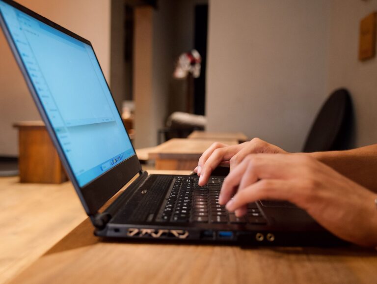 Laptop keyboard person