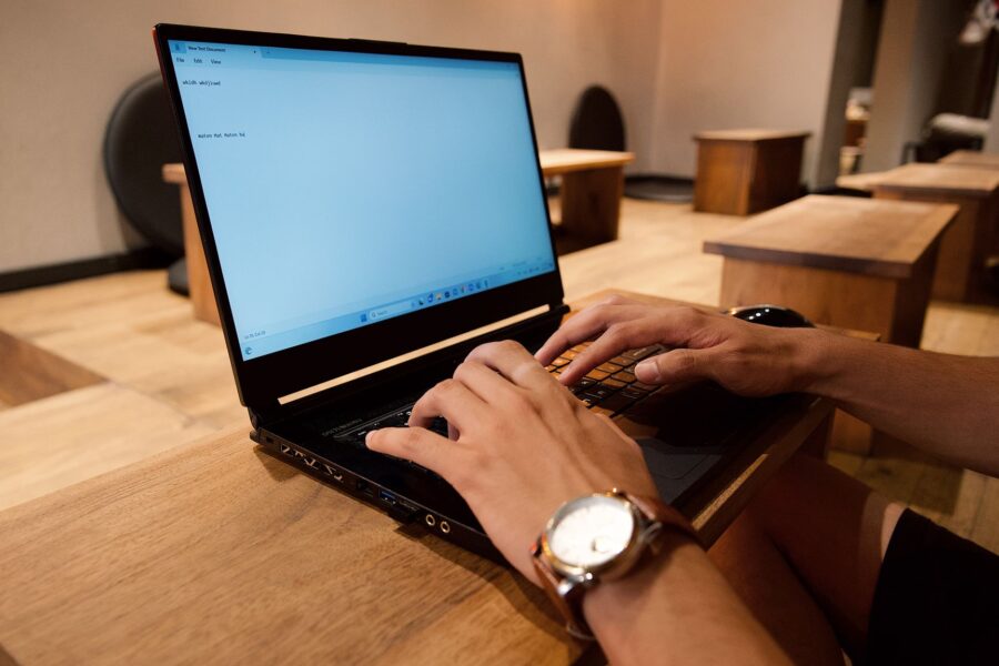 Laptop keyboard person