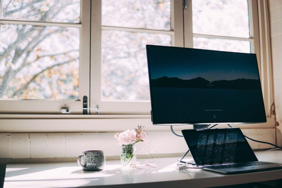 Person laptop screen