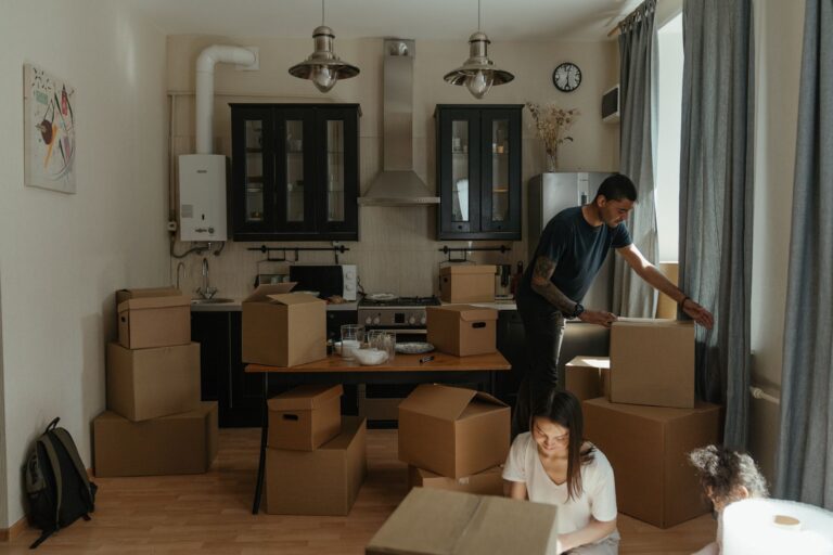 Packed cardboard boxes