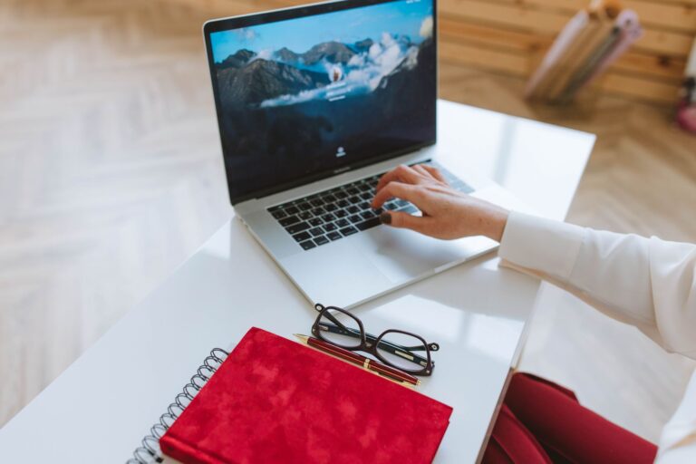 Person laptop reviewing