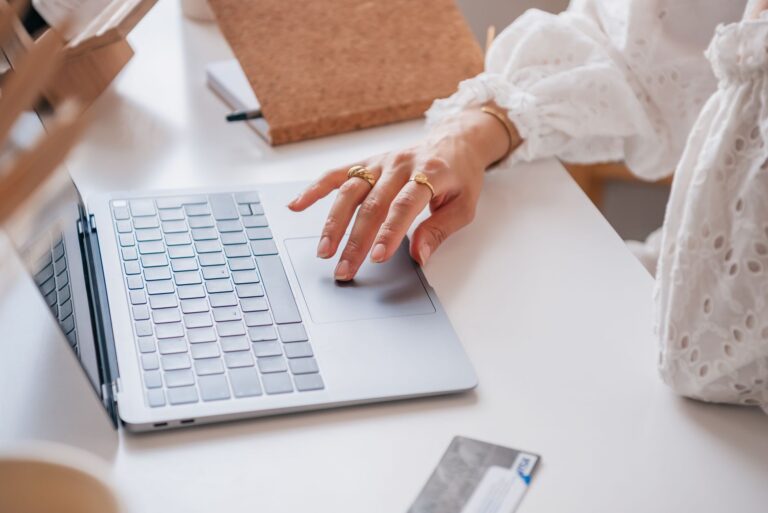 Person laptop reviewing