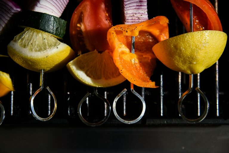 Shrimp vegetable skewers