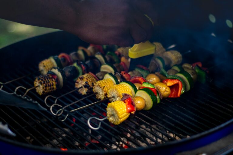 Colorful grilled skewers