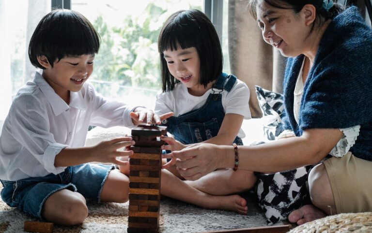 Parents children playing