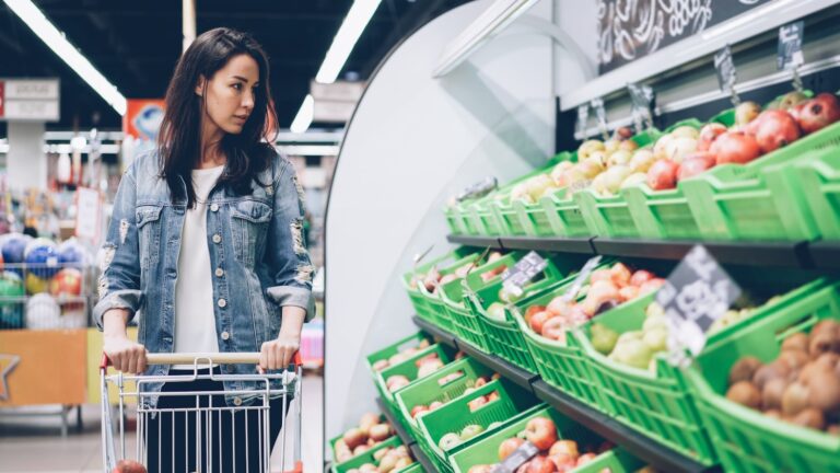Teenager shopping groceries