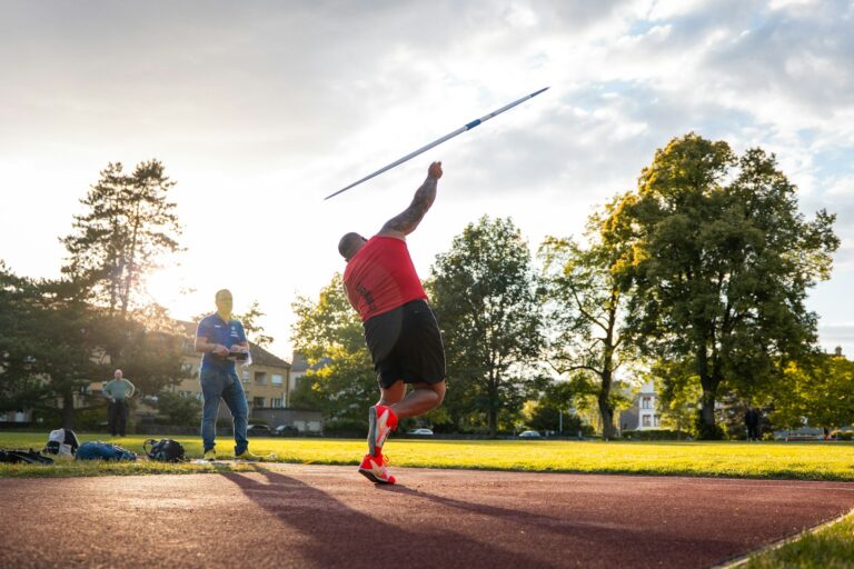 Athlete stretching outdoor